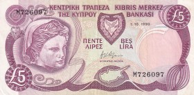 Cyprus, 1990, 5 Pounds, VF, B314a,