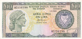 Cyprus, 1989, 10 Pounds, VF+, B315c,