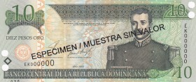 Dominican Republic, 10 Pesos oro Specimen, 2002, UNC, B692as,