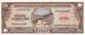Dominican Republic, 20 Pesos oro Specimen, 1976, UNC, B640fs1,