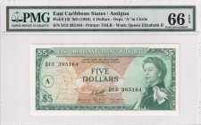 East Caribbean States, 5 Dollars, 1965, PMG 66EPQ, B102ca,