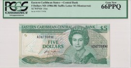 East Caribbean States, 5 Dollars, 1986, PCGS 66EPQ, B202m,