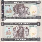 Eritrea, 1997 Issues Lot, 1-5 Nakfa, UNC, , Total 2 Banknotes