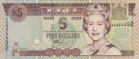 Fiji, 5 Dollars, 2002, UNC, B516a, Bundling flaw