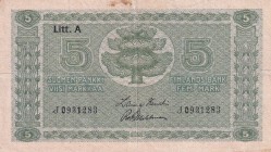 Finland, 5 Markka, 1926, VF, B359b, 16 signature varieties