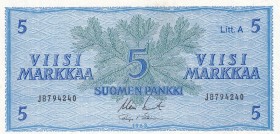Finland, 5 Markka, 1963, XF, B387a, 94 signature varieties