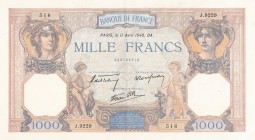 France, 1.000 Francs, 1940, AUNC, P#90c,