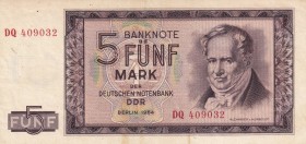 German Democratic Republic, 5 Mark, 1964, XF+, B218a,