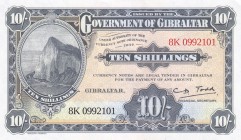 Gibraltar, 10 Shillings, 2018, UNC, BNP102, To commemorate World Tourism in 2018, the Government of Gibraltar created an official replica of the 10-sh...