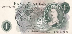 Great Britain, 1 Pound, 1962, UNC-, P#374d, Bundling flaw