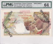 Guadeloupe, 1.000 Francs Specimen, 1947-49, PMG 64, P#37s, Very Rare