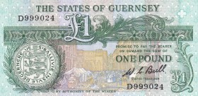 Guernsey, 1 Pound, 1980, UNC, B153a, Counting flaw