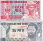 Guinea-Bissau, 50-100 Pesos, 1990, UNC, B201a & B202a, Total 2 Banknotes