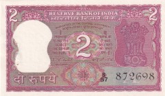 India, 2 Rupee, 1976, UNC, B237c1, Stample hole