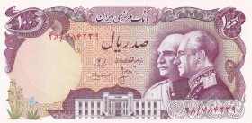 Iran, 100 Rials, 1976, UNC, B240a, This 100-rial note commemorates the 50th anniversary of the Pahlavi Dynasty.