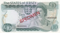 Jersey, 10 Pounds Specimen, 1976, UNC, B113as,