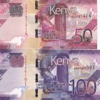 Kenya, 2019 Issues Lot, 50-100 Schillings, UNC, B144a & B145a,