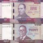 Liberia, 2016 Issues Lot, 5-20 Dollars, UNC, B311a & B313a,