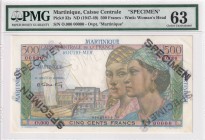 Martinique, 500 Francs Specimen, 1947-49, PMG 63, P#32s,