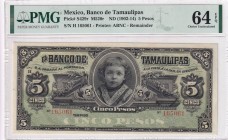 Mexico, 5 Pesos, 1902-14, PMG 64EPQ, P#S429r,