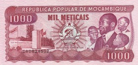 Mozambique, 1.000 Meticais, 1989, UNC, B217c, Bundling flaw