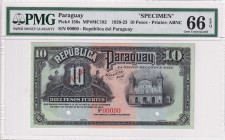 Paraguay, 10 Pesos Specimen, 1923, PMG 66EPQ, P#150s,