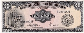 Philippines, 10 Pesos, 1949, UNC, B920f, Stain at upper border