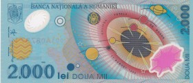 Romenia, 2.000 Lei, 1999, UNC, B272a, This note commemorates the total solar eclipse visible in Romania on 11 August 1999, and the lei was chosen to s...