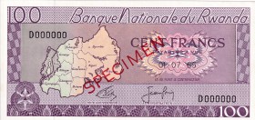 Rwanda, 100 Francs Specimen, 1965, UNC, B108bs1,