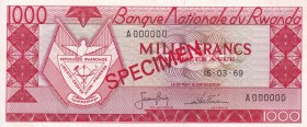 Rwanda, 1.000 Francs Specimen, 1969, UNC, B110cs1,