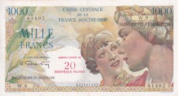 Saint Pierre and Miquelon, 1.000 Francs, 1964, AUNC, P#34a, Cleaned, pressed