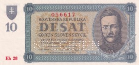Slovakia, 10 Korun Specimen, 1943, UNC, B203s,