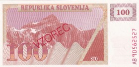 Slovenia, 100 Tolarjev Specimen, 1990, UNC, B206as2,