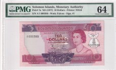 Solomon Islands, 10 Dollars, 1977, PMG 64, B103a,