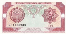 Uzbekistan, 3 Som, 1994, AUNC, B204a,