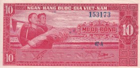 Vietnam, South, 10 Dong, 1962, UNC, P#5a, Bunding Flaw
