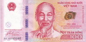 Vietnam, 100 Dong, 2016, UNC, BNP302a, This note commemorates the 65th anniversary of national banking vietnam