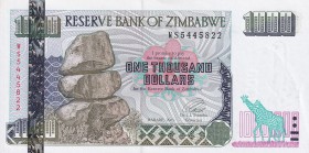 Zimbabwe, 1.000 Dollars, 2003, UNC, B112a, Bundling flaw