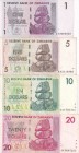 Zimbabwe, 2007 Issues Lot, 1-5-10-20 Dollars, AUNC/XF/VF, B192a & B193a & B193a & B194a & B195a, Total 2 banknotes