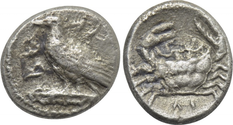 SICILY. Akragas. Litra (Circa 450/46-439 BC). 

Obv: AK / ЯА. 
Eagle standing...