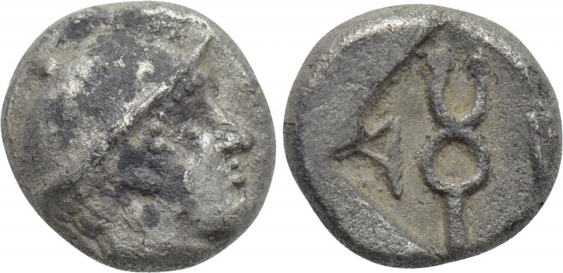 THRACE. Ainos. Diobol (Circa 458/7-455/4 BC). 

Obv: Head of Hermes right, wea...