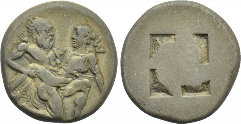 THRACE. Thasos. Stater (Circa 412-404 BC). 

Obv: Satyr advancing right, carry...