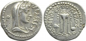 BRUTUS. Denarius (42 BC). Military mint traveling with Brutus and Cassius in southwestern Asian Minor; L. Sestius, proquaestor.