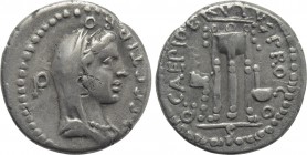 BRUTUS. Denarius (42 BC). Military mint traveling with Brutus and Cassius in southwestern Asian Minor; L. Sestius, proquaestor.