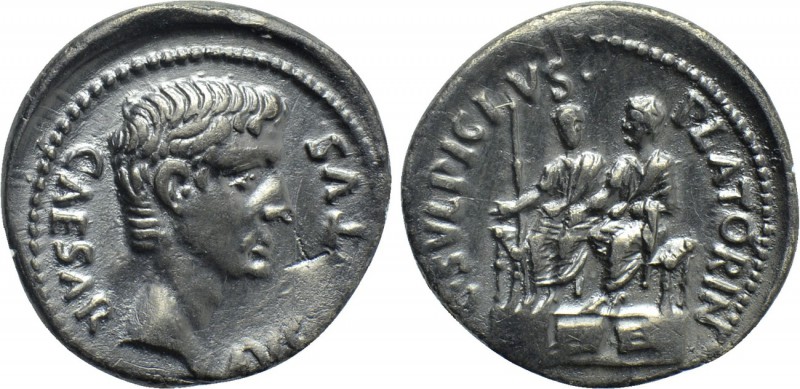 AUGUSTUS (27 BC-14 AD). Denarius. Rome. C. Sulpicius Platorinus, moneyer.

Obv...