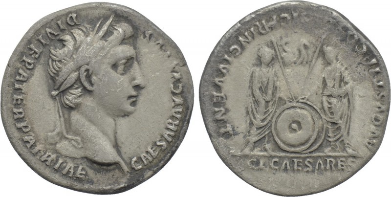 AUGUSTUS (27 BC-14 AD). Denarius. Rome. Restitution issue struck under Trajan or...