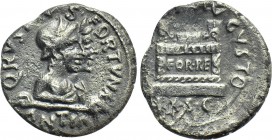 AUGUSTUS (27 BC-14 AD). Denarius. Rome. Q. Rustius, moneyer.