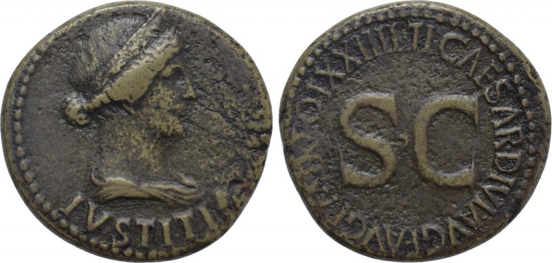 TIBERIUS (14-37). Dupondius. Rome. 

Obv: IVSTITIA. 
Diademed and draped bust...