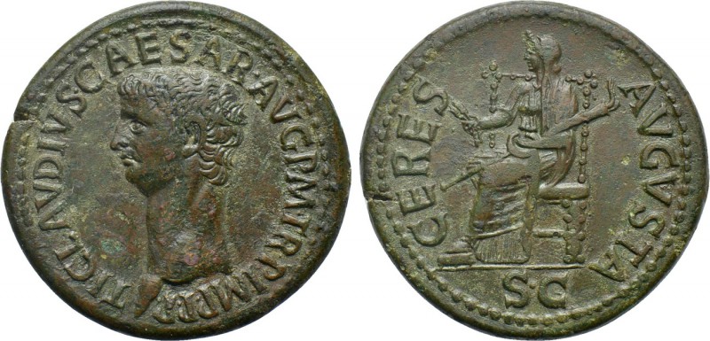 CLAUDIUS (41-54). Dupondius. Rome. 

Obv: TI CLAVDIVS CAESAR AVG P M TR P IMP ...