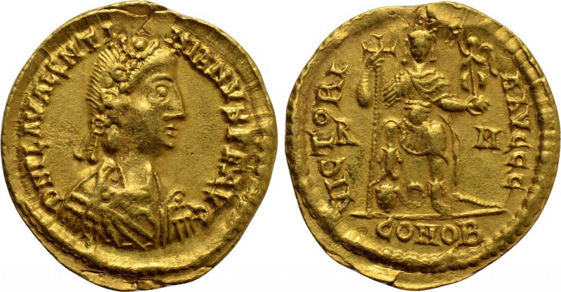 VALENTINIAN III (425-455). GOLD Solidus. Rome. 

Obv: D N PLA VALENTINIANVS P ...